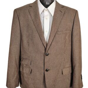 Luciano Natazzi Mens Brown Micro Check Blazer Modern Fit Sport Coat preppy‎